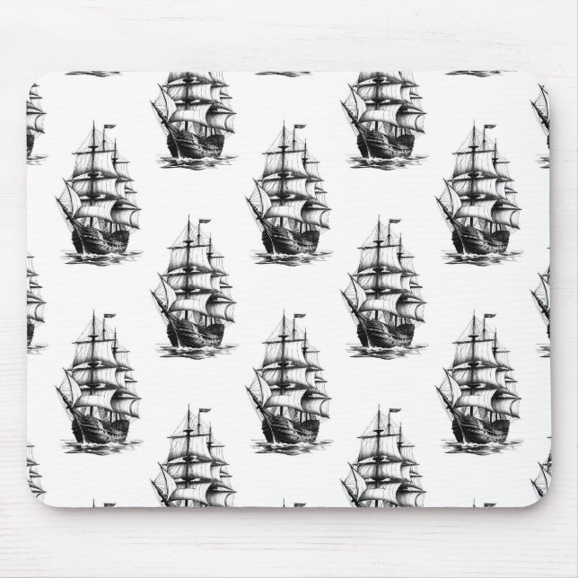 Vintage Sailing Ship Pattern Design  Mouse Pad (Front)