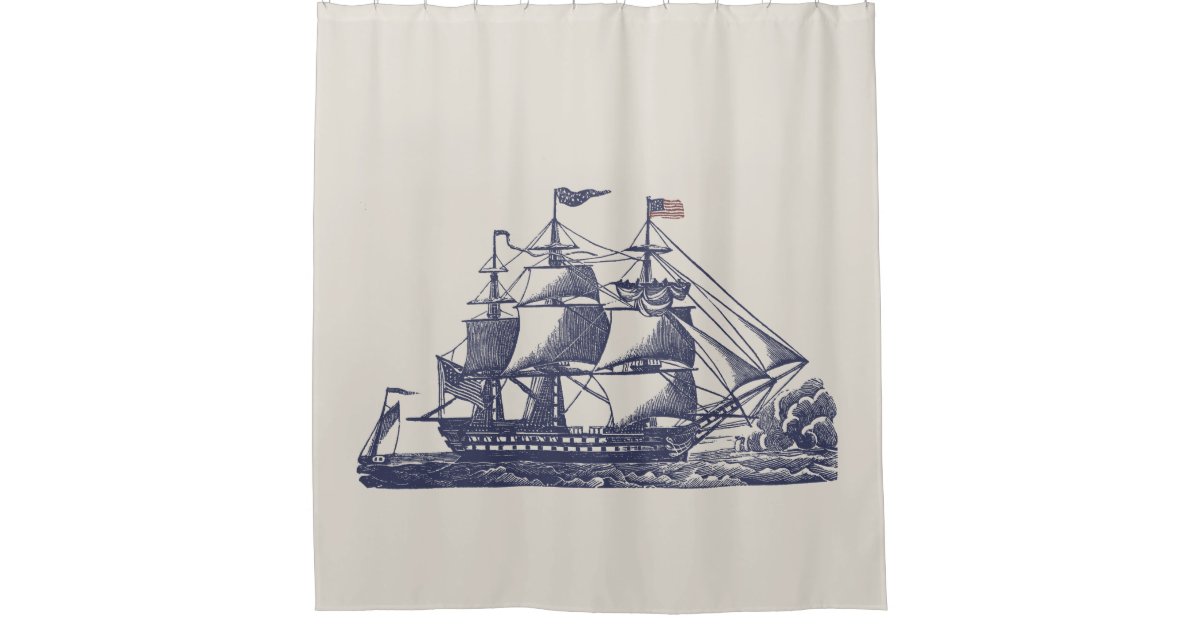 Vintage Sailing Ship Shower Curtain | Zazzle
