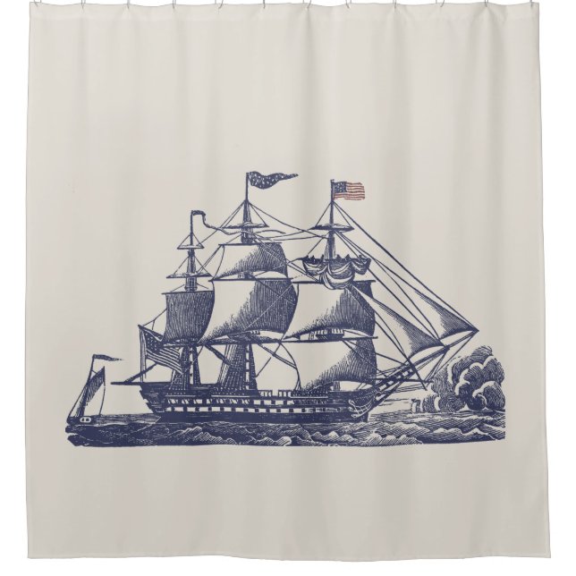 Vintage Sailing Ship Shower Curtain (Front)