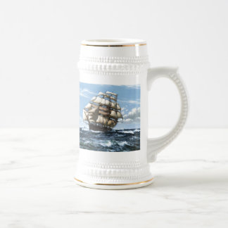 Vintage sailing ships beer stein