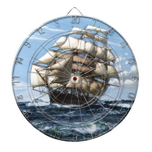 Vintage Sailing ships Dartboard With Darts