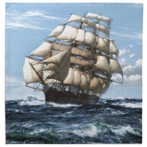 Vintage sailing ships napkin