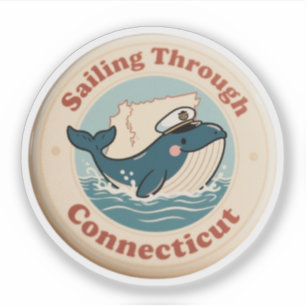 Vintage Sailing Through Connecticut Whale Sticker