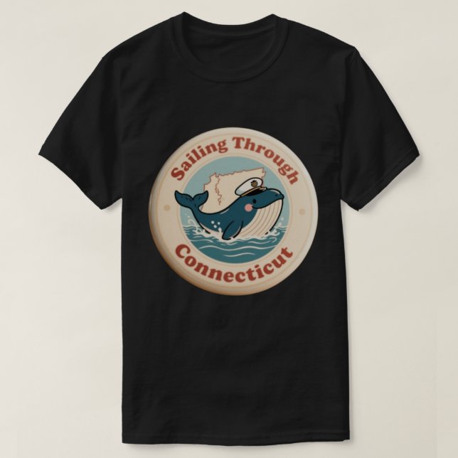 Vintage Sailing Through Connecticut Whale T-Shirt (Design Front)
