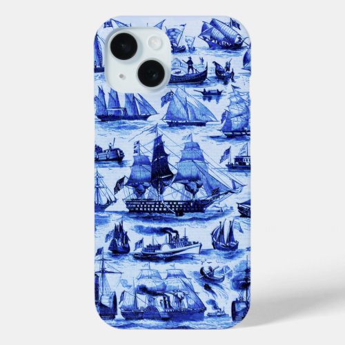 VINTAGE SAILING VESSELS AND SHIPSNavy Blue iPhone 15 Case