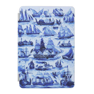 VINTAGE SAILING VESSELS AND SHIPS,Navy Blue iPad Mini Cover