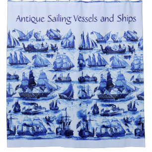 VINTAGE SAILING VESSELS,SHIPS OF VARIOUS NATIONS SHOWER CURTAIN