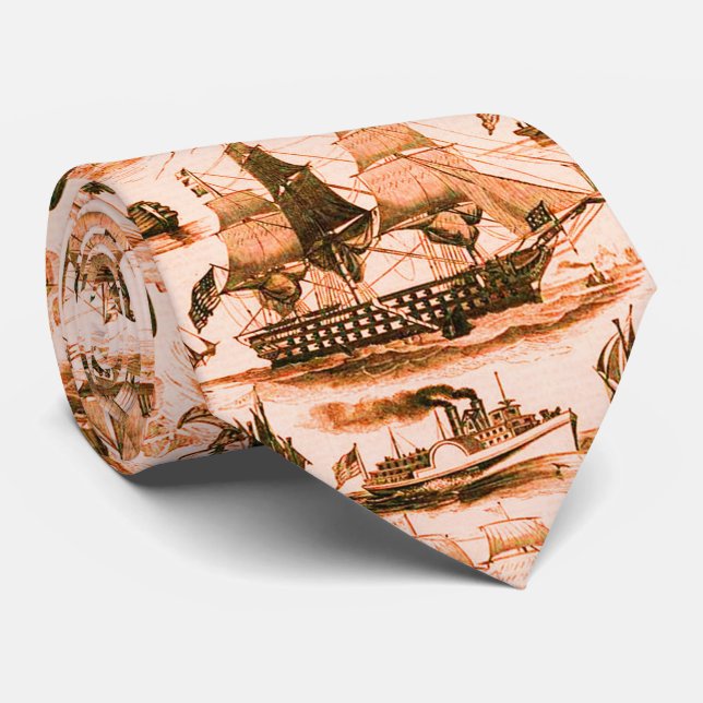 VINTAGE SAILING VESSELS,SHIPS,VARIOUS NATIONS Red Tie (Rolled)