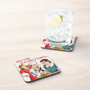 Vintage Sailor and House Wife Art Quote Beverage Coaster