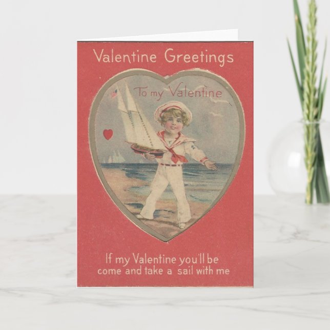 Vintage Sailor Boy Valentine Holiday Card (Front)