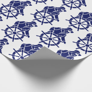 Vintage Sailor, Captain’s Wheel Silhouette Wrapping Paper