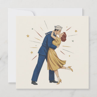 Vintage Sailor Kiss Pinup Holiday Card