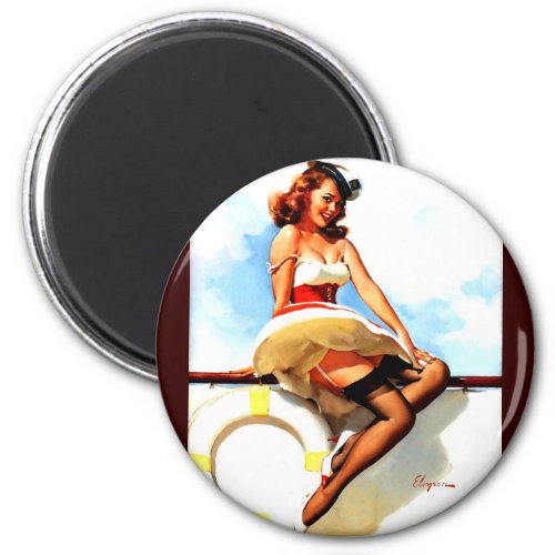 Vintage Sailor Nautical Pin up Girl Magnet