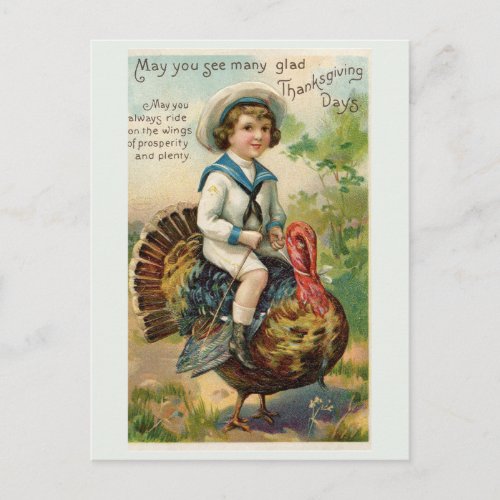 Vintage Sailor on a Turkey Thanksgiving Postcard