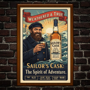 Vintage Sailor's Cask Bourbon Advertising Poster