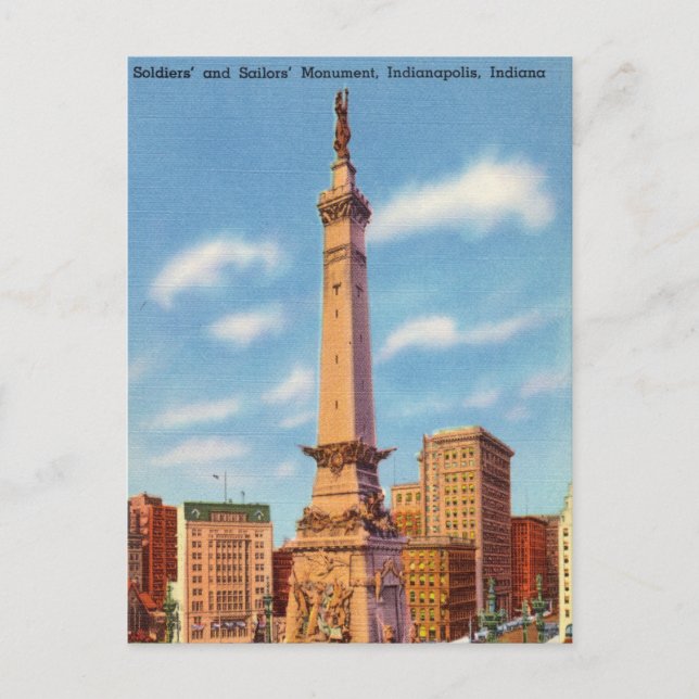 Vintage, Sailors Monument, Indianapolis, Indiana Postcard (Front)