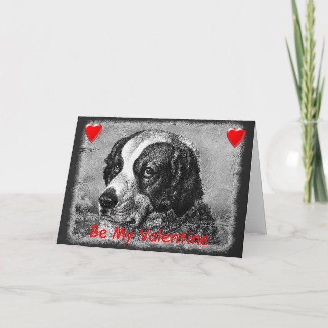 Vintage Saint Bernard Valentines Day Card (Front)