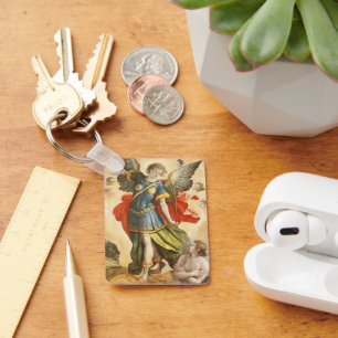 Vintage Saint Michael Defeats Lucifer Keychain