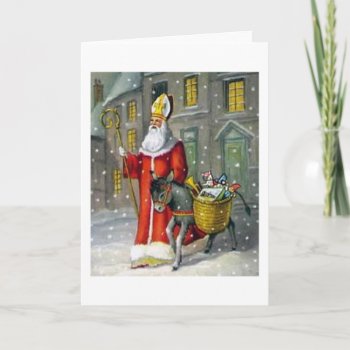Vintage Saint Nicholas And Donkey Greeting Card by RetroMagicShop at Zazzle