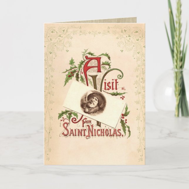 Vintage Saint Nicholas Christmas Greeting Card (Front)