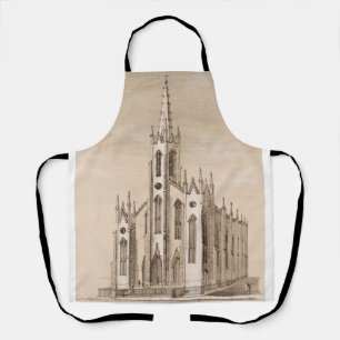 Vintage Saint Nicholas Church New York Sketch Apron