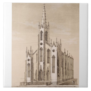 Vintage Saint Nicholas Church New York Sketch Ceramic Tile