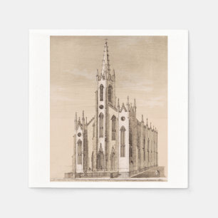 Vintage Saint Nicholas Church New York Sketch Napkins