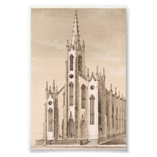 Vintage Saint Nicholas Church New York Sketch Photo Print