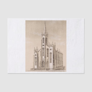 Vintage Saint Nicholas Church New York Sketch Tissue Paper
