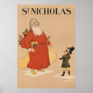 Vintage Saint Nicholas Illustration (1895) Poster