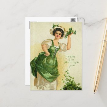 Vintage Saint Patrick's Day Lady Postcard by DoodlesHolidayGifts at Zazzle