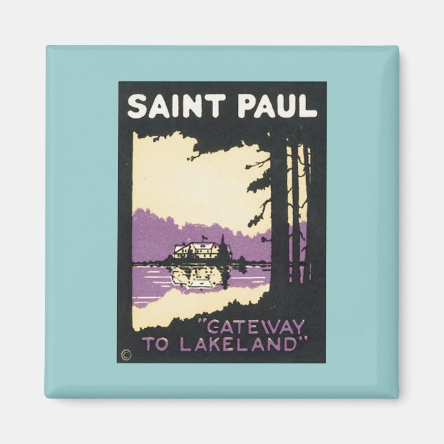 Vintage Saint Paul Lakeland MN Magnet (Front)