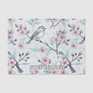 Vintage Sakura Cherry Blossom & Bird Aesthetic 4 Tissue Paper