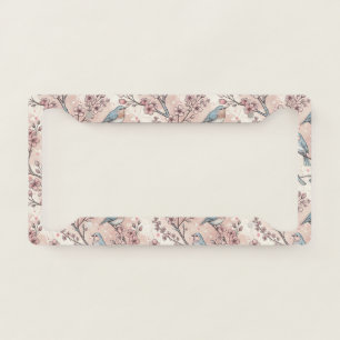 Vintage Sakura Cherry Blossom & Bird Aesthetic 5 License Plate Frame