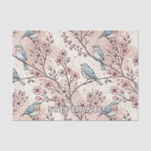 Vintage Sakura Cherry Blossom & Bird  Aesthetic 5 Tissue Paper