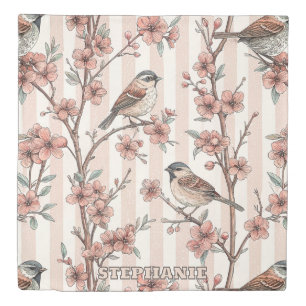 Vintage Sakura Cherry Blossom & Bird  Aesthetic 6 Duvet Cover