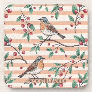 Vintage Sakura Cherry Blossom & Bird Aesthetic 7 Beverage Coaster