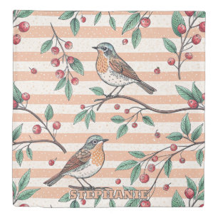 Vintage Sakura Cherry Blossom & Bird  Aesthetic 7 Duvet Cover