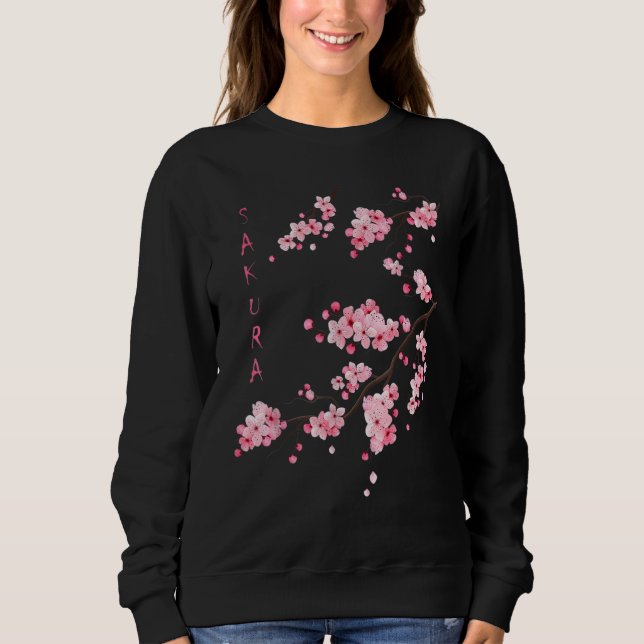 Vintage Sakura Cherry Blossom Japanese Graphical A Sweatshirt (Front)