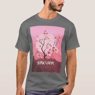 Vintage Sakura Cherry Blossom Moon Japanese Graphi T-Shirt
