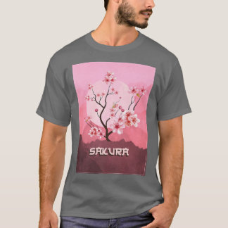 Vintage Sakura Cherry Blossom Moon Japanese Graphi T-Shirt