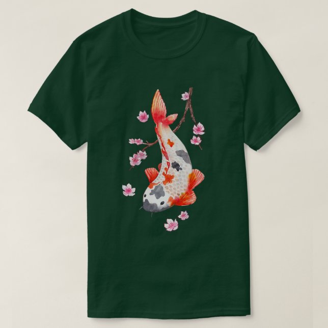 Vintage Sakura Cherry Blossom with kois  T-Shirt (Design Front)