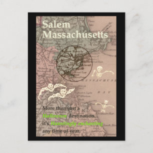 Vintage Salem MA Map Postcard
