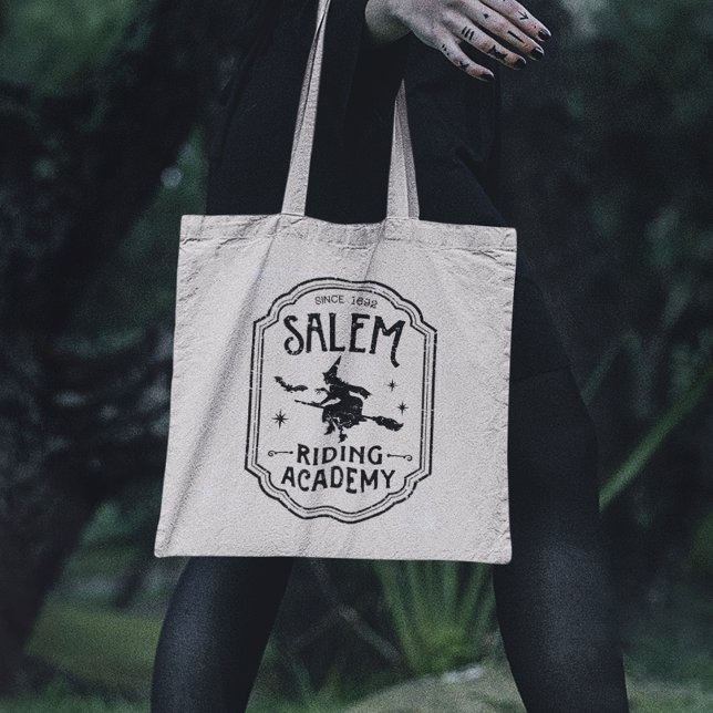 Vintage Salem Riding Academy Halloween Witch Tote Bag (Creator Uploaded)