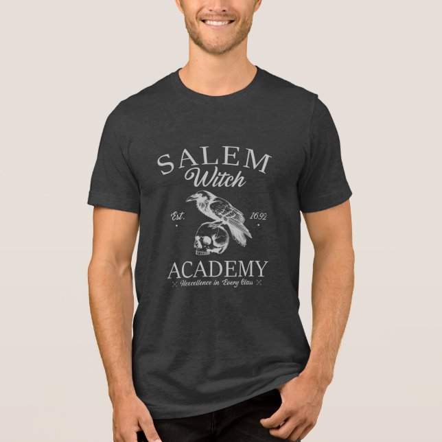 Vintage Salem Witch Academy Halloween Tri-Blend Shirt (Front)