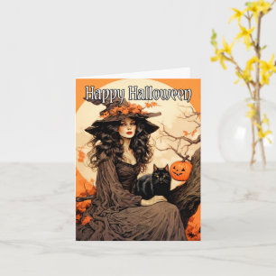 Vintage Salem Witch   Happy Halloween Card