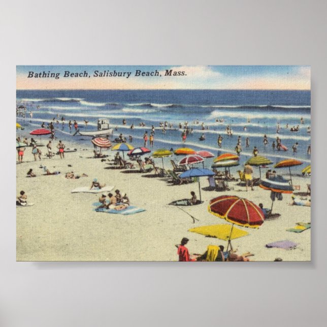 Vintage Salisbury Beach, Mass - Ocean Scene Poster (Front)