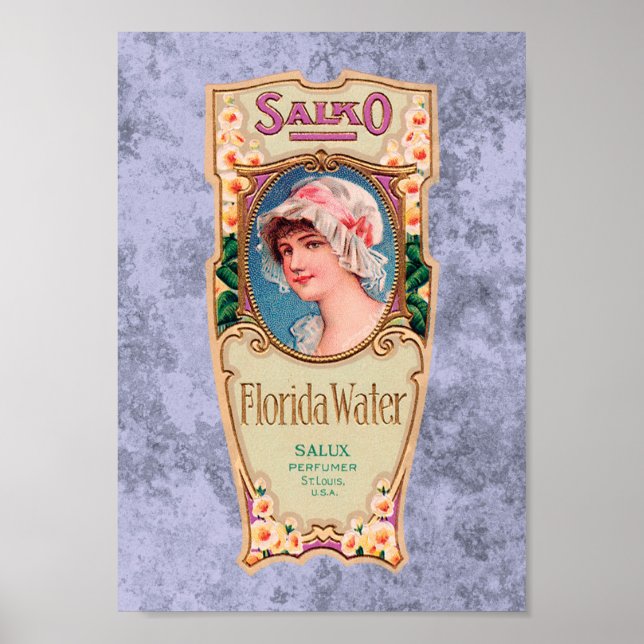 Vintage Salko Florida Water Perfume Label Poster (Front)
