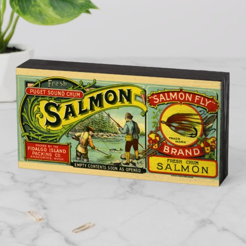 Vintage Salmon Label on Wood Box Sign