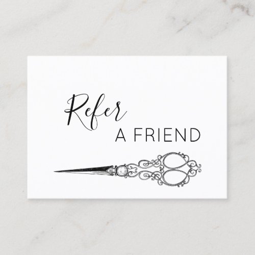 Vintage Salon Scissors Refer a Friend Referral Card